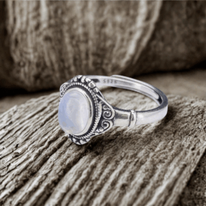 Bague Réglable en Argent 925 avec Pierre de Lune