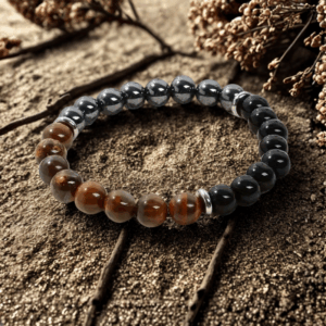 Bracelet en Tourmaline, Hématite et Œil de Tigre – Protection et Équilibre
