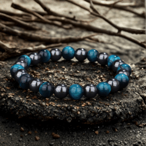 Bracelet en Œil de Tigre Bleu et Hématite – Protection, Calme et Clarté