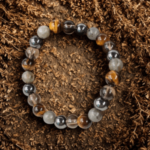 Bracelet en Œil de Tigre, Labradorite et Hématite – Protection, Énergie et Intuition