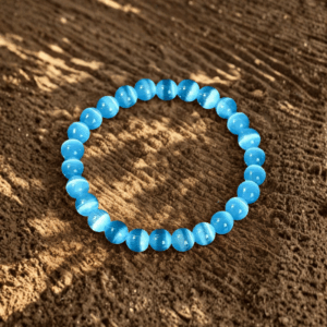 Bracelet en Perles de Sélénite Bleue – 8 mm