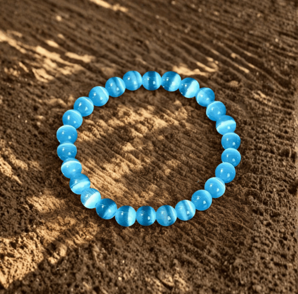 Bracelet en Perles de Sélénite Bleue – 8 mm