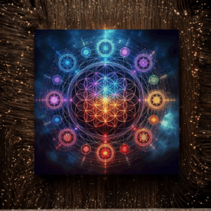 Tapis Énergétique “Fleur de Vie et Chakras” – Équilibre, Harmonie et Élévation Vibratoire