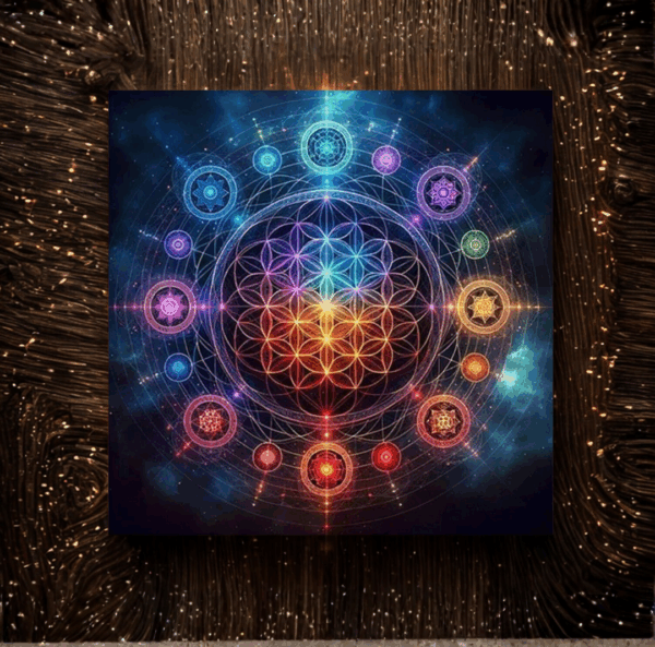 Tapis Énergétique “Fleur de Vie et Chakras” – Équilibre, Harmonie et Élévation Vibratoire